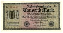 Germany 1000 Mark Dk green on green and lilac - 1922 - serial L-BD