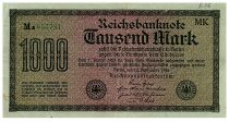 Germany 1000 Mark Dk green on green and lilac - 1922 - serial Ma-MK