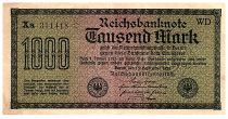 Germany 1000 Mark Dk green on green and lilac - 1922 - serial Xa*-WD