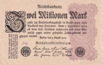 Germany 2 Millionen Mark - Black and Lilac - 09-08-1923 - Serial PG