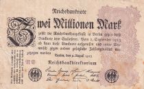 Germany 2 Millionen Mark - Black and Lilac - 09-08-1923 - Serial RD