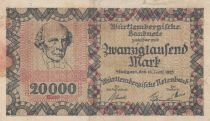 Germany 20 000 Mark - City of Wurttemberg - Number 616538 - 1923