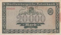 Germany 20 000 Mark - City of Wurttemberg - Number 616538 - 1923