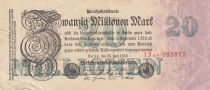 Germany 20 Millionen mark - Reichsbanknote - Serial AB 8 digit - 1923