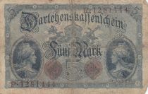 Germany 5 Mark - Germania, arms - 1914 - Serial P 7 digit - P.47b