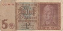 Germany 5 Mark - Lion\'s monument - Serial O - 1942 - P.186a