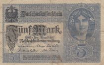 Germany 5 Mark - Woman, crown - 1917 - Serial H - P.56b