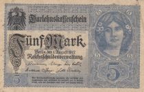 Germany 5 Mark - Woman, crown - 1917 - Serial Q - P.56b