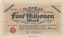 Germany 5 millionen Mark - City of Koln - Number 299180 - 1923