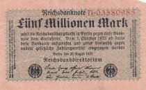 Germany 5 millionen mark - Reichsbanknote - Serial D - 19223