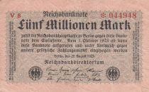 Germany 5 millionen mark - Reichsbanknote - Serial V8* - 1923