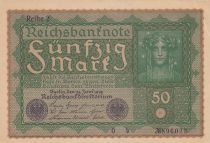 Germany 50 Mark Head of woman - 1919 - Reihe 2 - Varial number