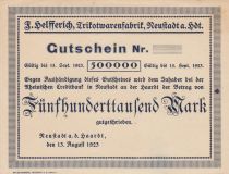 Germany 500 000 Mark - State of Haardt, Helfferich, Trihotwarenfabrih - 1923