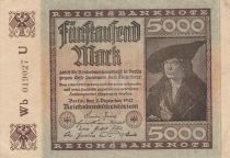 Germany 5000 Mark  - Portrait Marchand Imhof- Serial WB-U - 1922