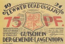 Germany 75 Pfenning -  Lewwer - Langenhorn - 1922