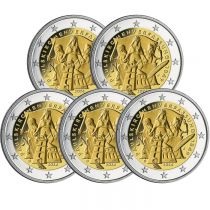 Germany Set 5 X 2 Euros Commemorative. UNC - 175 years of the Constitution of St Paul\'s Church (5 Workshops)