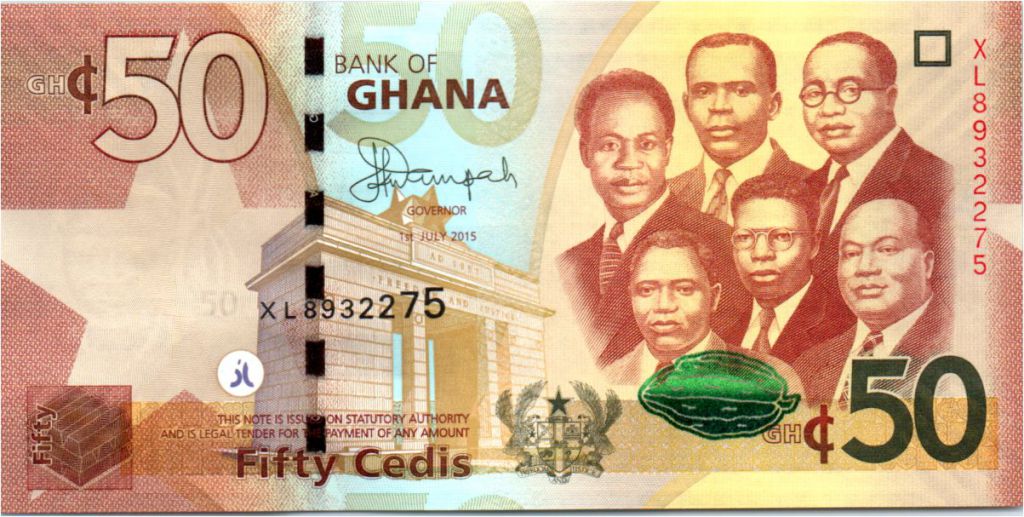 Banknote Ghana 50 Cedis K Nkrumah And 5 Leaders Building 2015