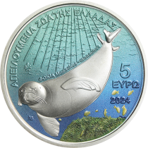 Greece 5 Euros 2024 BU Color - Mediterranean monk seal