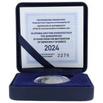 Greece 50 Years of the Restoration of Democracy - 2 Euro Commemorative Coin. BE 2024