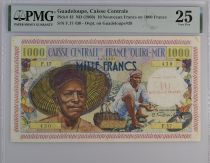 Guadeloupe 10 NF/1000 Francs - Fisherman - 1960 - Serial F.17 - PMG 25