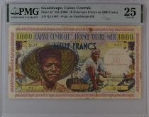 Guadeloupe 10 NF/1000 Francs - Fisherman - 1960 - Serial Q.14 - PMG 25