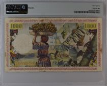 Guadeloupe 10 NF/1000 Francs - Fisherman - 1960 - Serial Q.14 - PMG 25