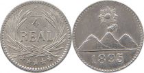 Guatemala 1/4 Real - Radiant sun above 3 volcanoes - 1895 - Silver