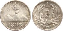 Guatemala 1/4 Real - Radiant sun above 3 volcanoes - 1896 - Silver