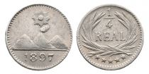 Guatemala 1/4 Real - Radiant sun above 3 volcanoes - 1897 - Silver