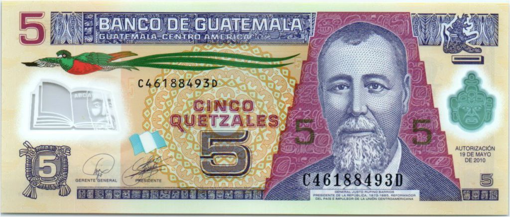 Banknote Guatemala 5 Quetzales 2010 General J Rufino Barrios