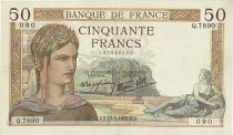 Guyane Française 50 FRANCS 1938 France -  CERES type 1933 modifié - série Q.7890