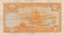 Hong-Kong 5 Dollars - Armoiries - Chartered bank - 1967