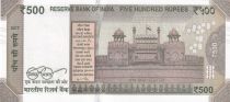 Inde 500 Rupees, Mahatma Gandhi - 2017 Série 2TD - Petit numéro 000007
