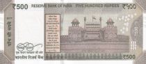 Inde 500 Rupees, Mahatma Gandhi - 2017 Série 2TD - Petit numéro 000009