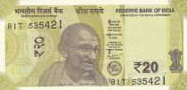 India 20 Rupees - Gandhi - 2023 - Serial 81T - Letter A