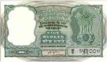 India 5 Rupees, Ashoka Column- Antelopes - 19(57-62)  - P.35b