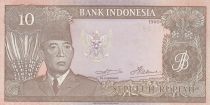 Indonesia 10 Rupiah,  President Sukarno - Woman - 1960 - Serial JFV