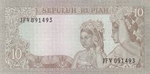 Indonesia 10 Rupiah,  President Sukarno - Woman - 1960 - Serial JFV