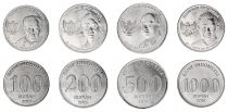 Indonesia 100,200,500 and 1000 Rupiah - Set of 4 Coins - 2016 - AU