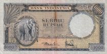 Indonesia 1000 Rupiah - Elephant - Fisherman - 1957