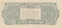 Indonesia 5 Rupiah - Dr Soekarno - 2 letters - 1947