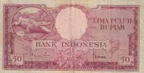 Indonesia 50 Rupiah - Crocodile - Deli Mosque - 1957