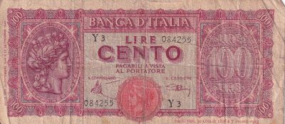 Italie 100 Lire  - Tte de Italia - 1944 - P.75a