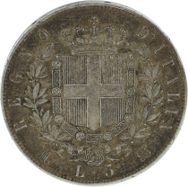 Italie 5 Lire Victor Emmanuel II - 1873 M BN - Milan - Argent