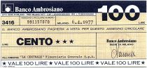 Italy 100 Lires Banco Ambrosiano - 06-04-1977 - La Centrale - UNC