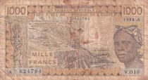 Ivory Coast 1000 Francs woman 1988 - Ivory Coast - Serial V.019