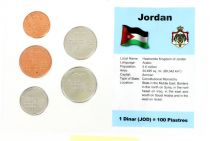 Jordanie Blister 5 monnaies JORDANIE (1/2 qirsh à 10 piastres)