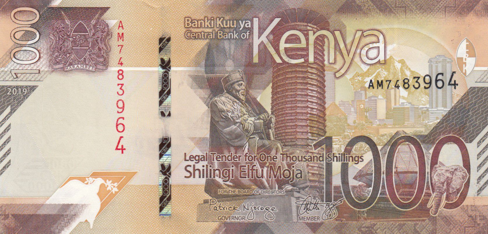 Banknote Kenya 1000 Shillings 2019 Unc 