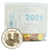 Luxembourg Sachet  5 X Série Euro Luxembourg 2021 + 2 EUROS COMMÉMO LUXEMBOURG 2021 - 100 ans du Prince Jean Version hologramme\ 