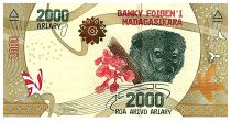 Madagascar 2000 Ariary - Lemur - Orchid  - Serial E20